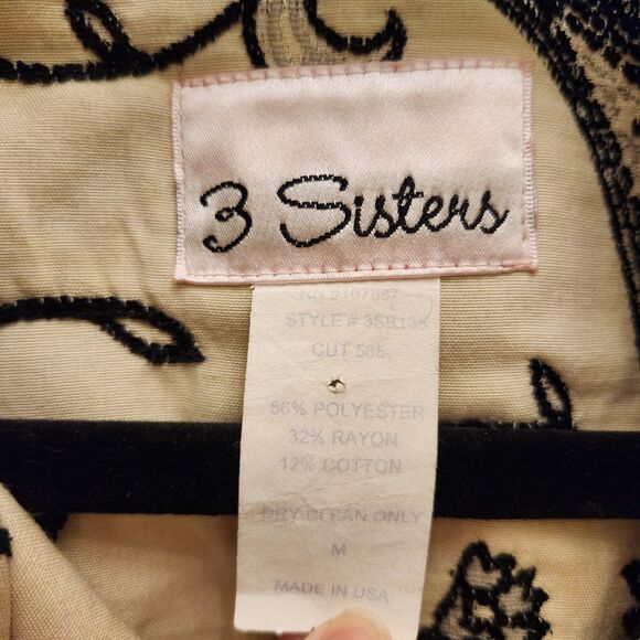VTG 3 Sisters Women's M Embroidered Floral Paisley Tapestry Jacket Pea Coat - Picture 10 of 10